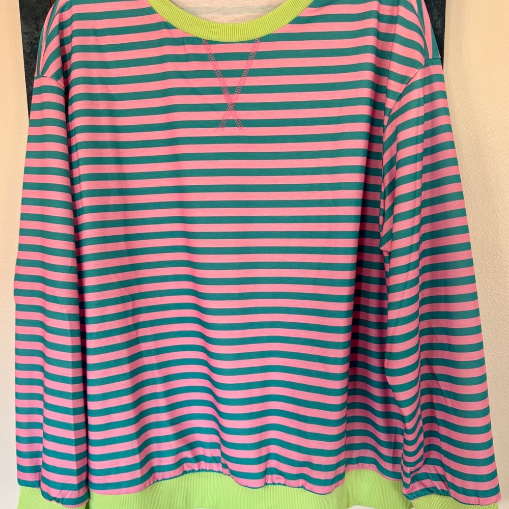 Striped Pink and Green Sweatshirt